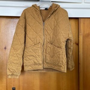Mustard quilted wild fable hooded zip up jacket